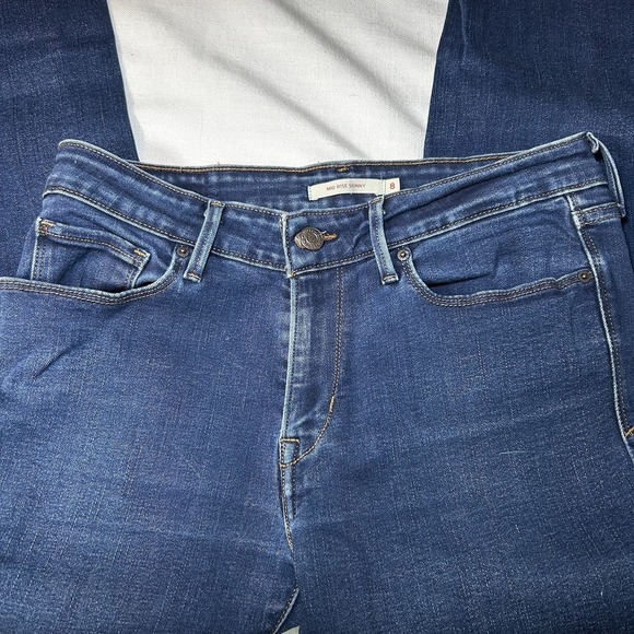 Levi Strauss Skinny Stretch Jeans Womens 8 Blue Denim Mid Rise Zip Fly‎ - Picture 7 of 11